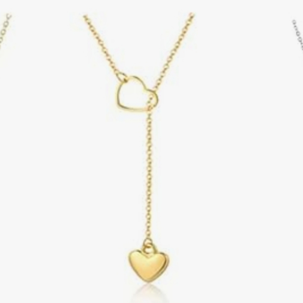 🔷️ Gold Plated Heart Pass Through Chain Necklace 20" NWT